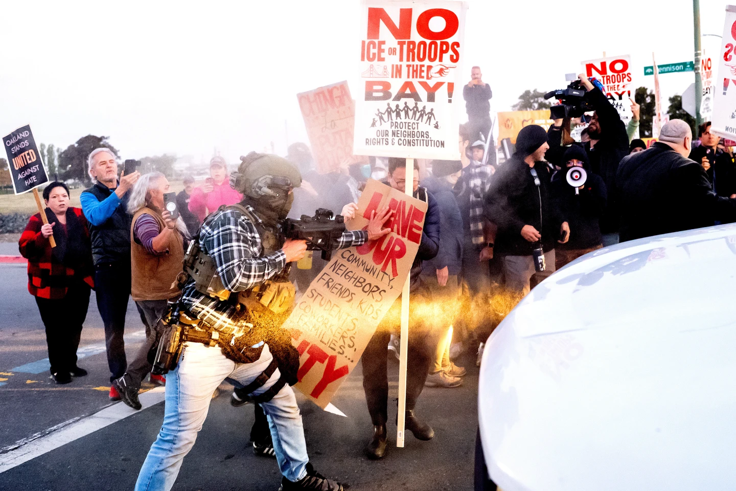 Protest Erupts Against Federal Immigration Operation in Alameda, California