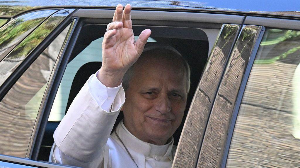 Pope Leo XIV leaving the hospital