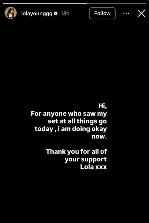 Lola Young Reassures Fans After On-Stage Collapse at All Things Go NYC Festival