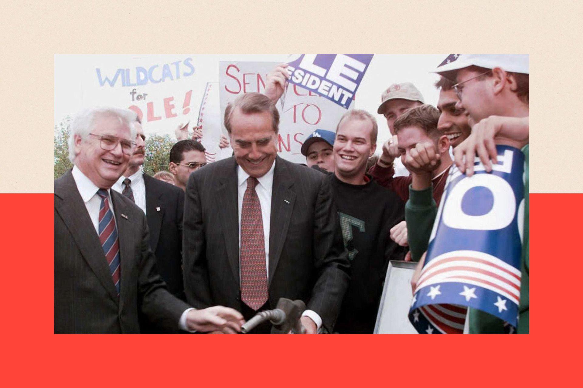 Hal Rogers, 88, standing on the left with Bob Dole
