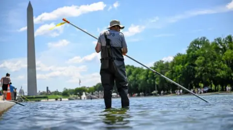 Trump vows immediate repairs to Washington’s Reflecting Pool after alleged vandalism