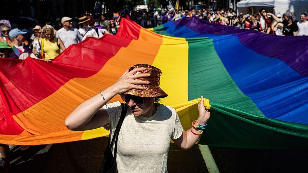 Rainbow flag at Budapest Pride