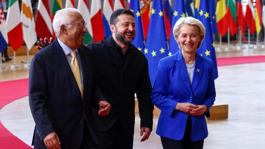 Zelensky with EU leaders in Brussels