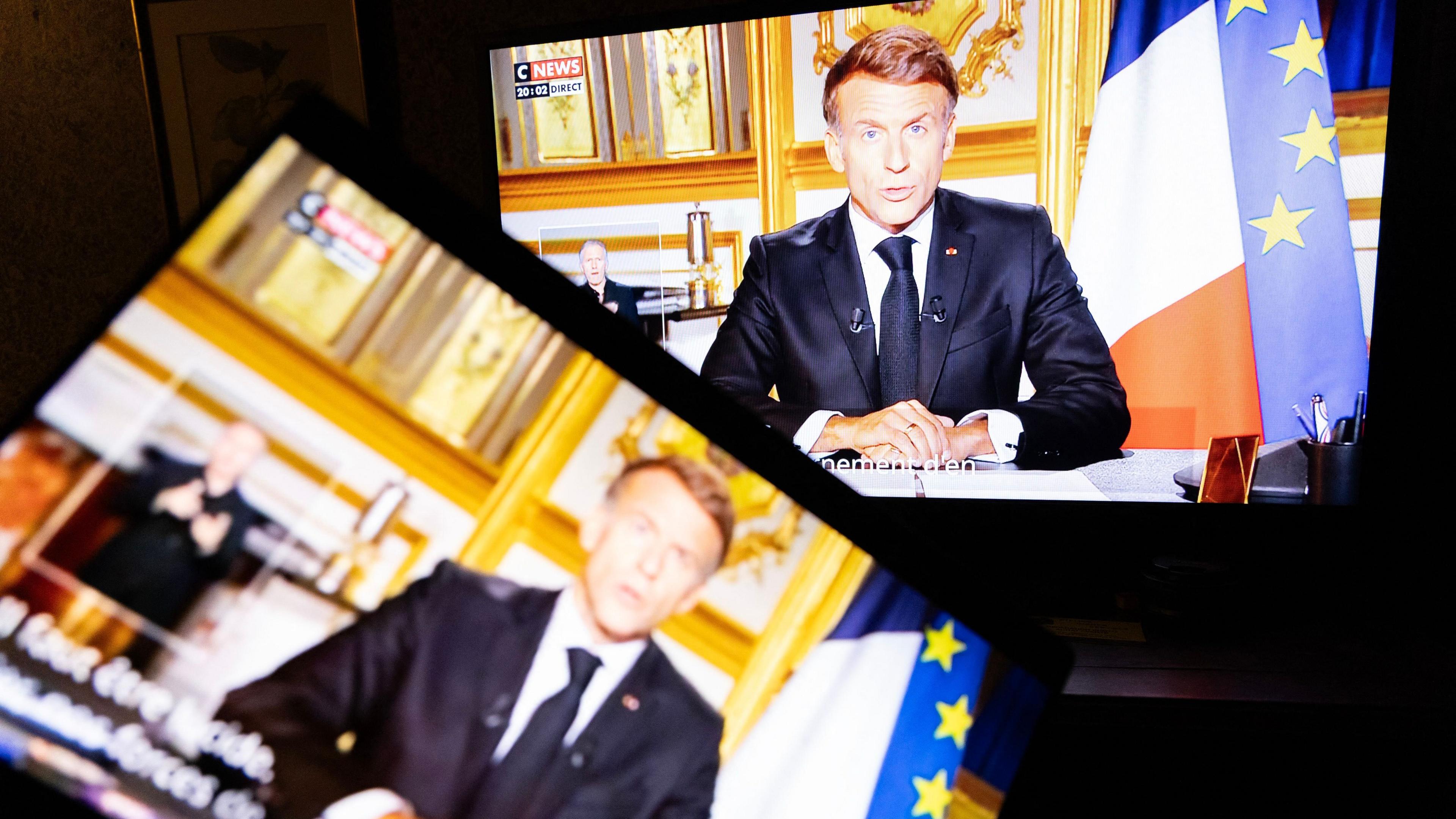 President Macron on television after riots
